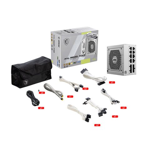 MSI MAG A850GL PCIE5 80Plus Gold Fully Modular Power Supply - White